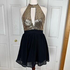 Miss Avenue Black and Gold Sequin Mini Dress